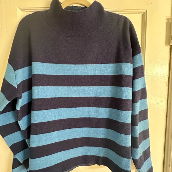 Maeve Carys mock-neck sweater in blue stripe - Picture 3 of 5